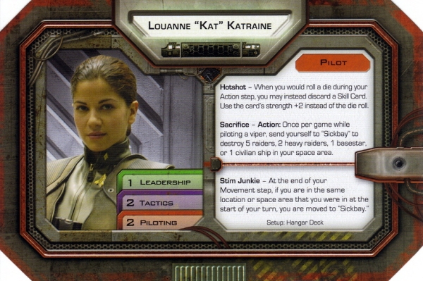 Kat character sheet (Battlestar Galactica board game)