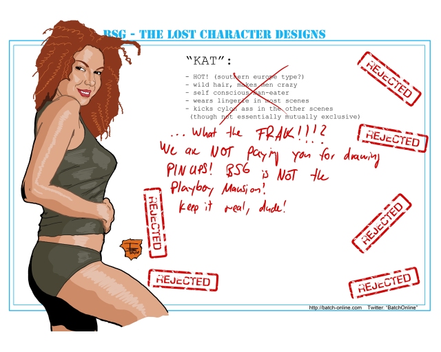 BSG: The Lost Character Designs -- Kat (created by Batch, http://batch-online.com)